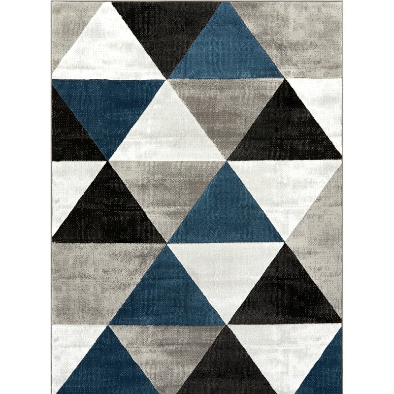 rug area geometric modern mid century carpet pattern triangle tiles shapes gray grey woven well rugs abstract retro ruark arlo